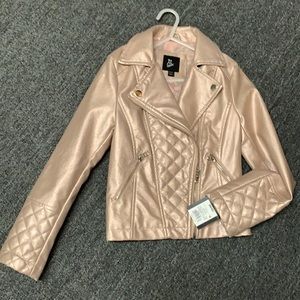 Girls Rose Gold Biker Jacket
